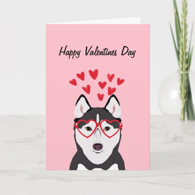 Husky Hund Valentiness kärlek kort (Framsida)