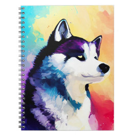 Husky Hund Vild Nature Animal Färg Art Painting Anteckningsbok