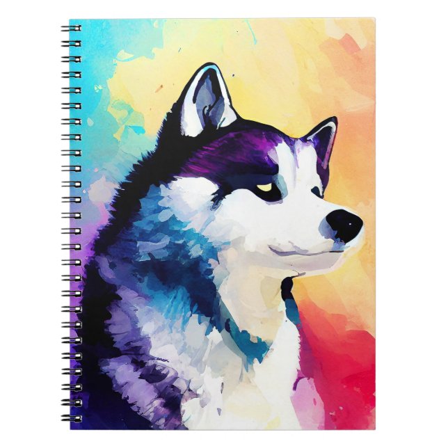 Husky Hund Vild Nature Animal Färg Art Painting Anteckningsbok (Framsidan)