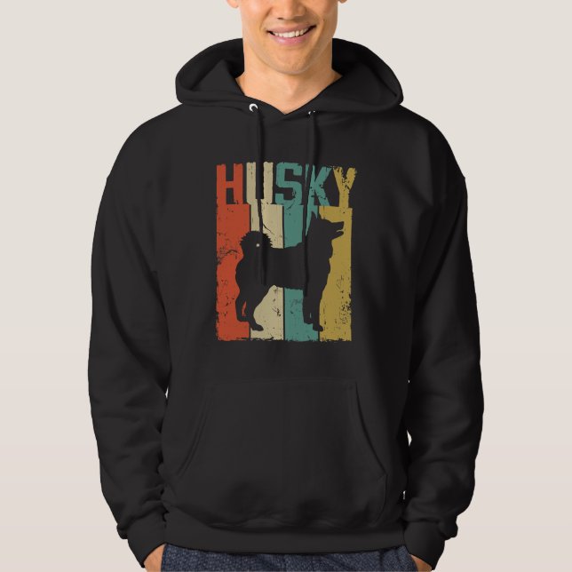 Husky Hund Vintage Retro Stil Hoodie (Framsida)