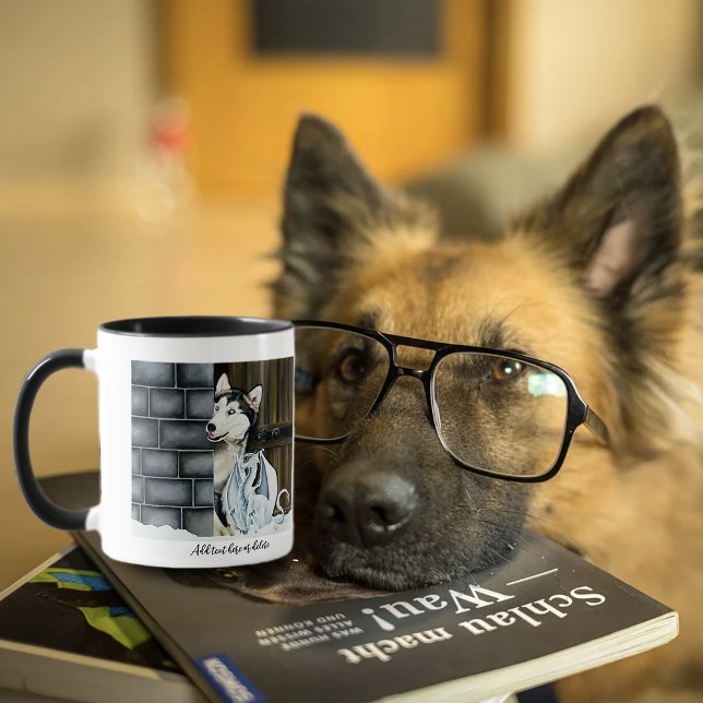 Husky Hund White Dragon Äventyr Mugg (Skapare uppladdad)