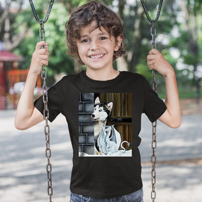 Husky Hund White Dragon Äventyr T Shirt (Skapare uppladdad)