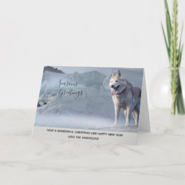 Husky Hund Winter Snö Julafton Photo Personlig Helgkort