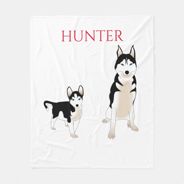 Husky hundar filt. fleecefilt (Framsidan)