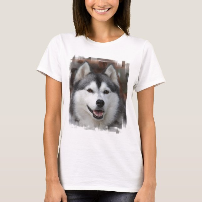 Husky hunddamT-tröja T-shirt (Framsida)
