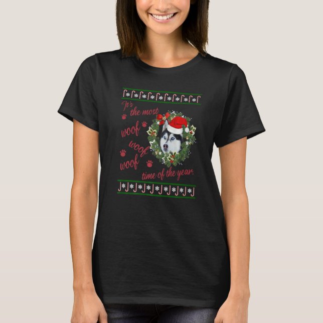 Husky  Husky Dog  Husky Christmas T Shirt (Framsida)