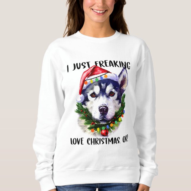 Husky I Freaking Kärlek jul Ok Julafton T Shirt (Framsida)