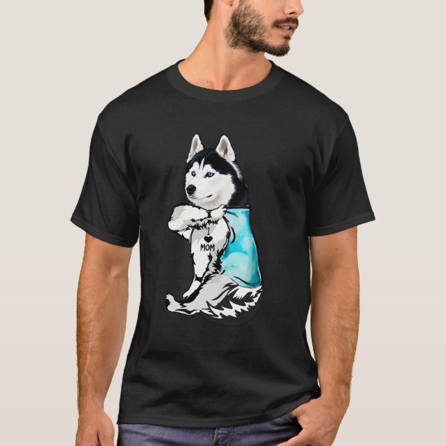 Husky I Kärlek Mamma Tattoo T Shirt (Framsida)