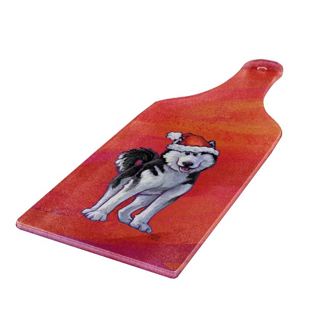 Husky i Santa Hat On Red (Hörn)