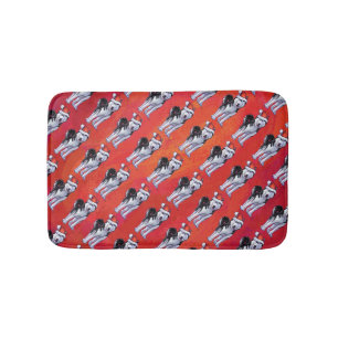 Husky i Santa Hat On Red Badrumsmatta