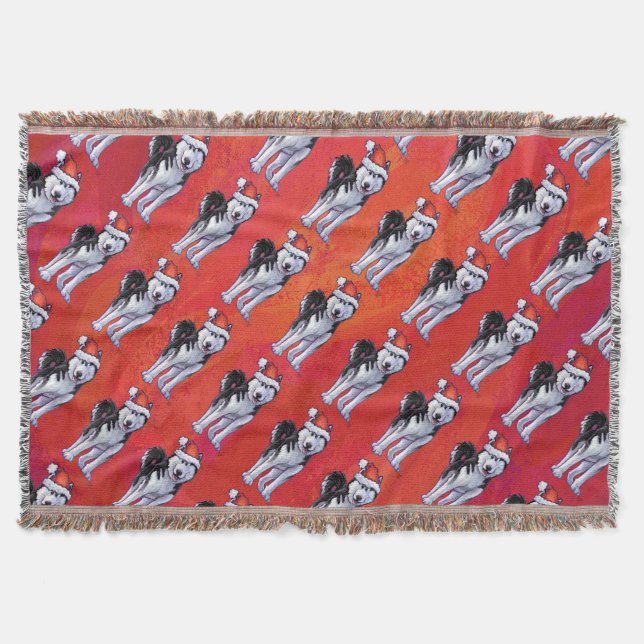 Husky i Santa Hat On Red Filt (Framsidan)