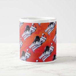 Husky i Santa Hat On Red Jumbo Mugg