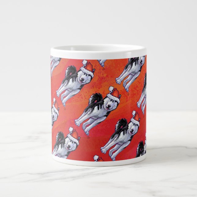 Husky i Santa Hat On Red Jumbo Mugg (Framsidan)