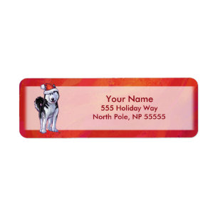 Husky i Santa Hat On Red Returadress Etikett