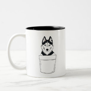 Husky in Pocket Cute Puppy Clipart Husky Clipart Två-Tonad Mugg