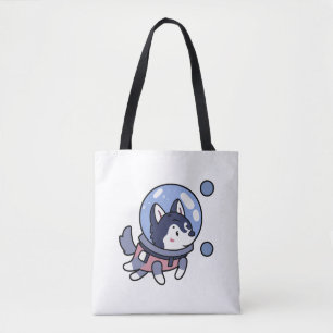 Husky in Space Puppy Hund älskare Retro Tygkasse