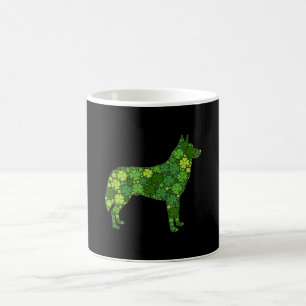 Husky Irish Lucky Grönt Shamrock Klöver Kaffemugg