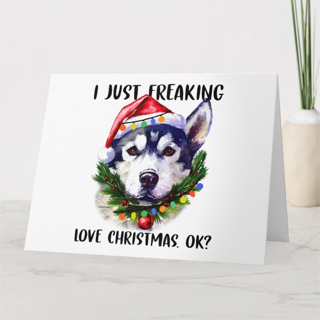 Husky Jag Älskar Jul Ok Xmas Kort (Framsida)