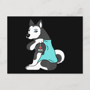 Husky Jag älskar mamma tatuering Husky rolig mor Helg Vykort