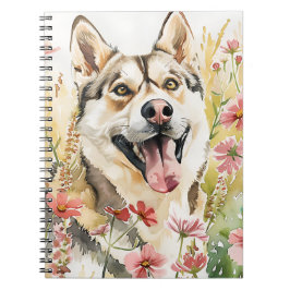 Husky Journal - Bärbar dator med vattenfärg Hund Anteckningsbok
