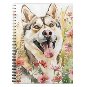 Husky Journal - Bärbar dator med vattenfärg Hund Anteckningsbok