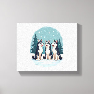 Husky jul Choir hund Canvastryck
