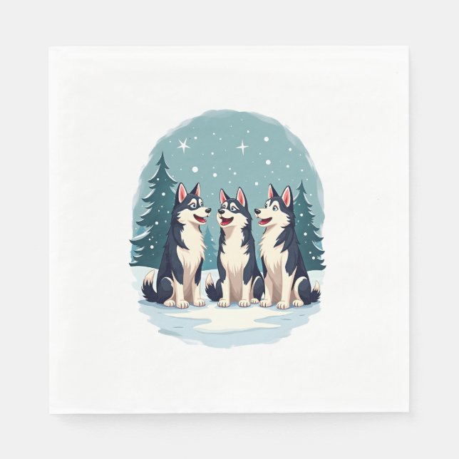 Husky jul Choir hund Pappersservett (Framsidan)