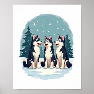 Husky jul Choir hund Poster