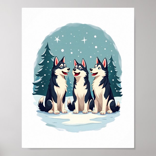Husky jul Choir hund Poster (Framsidan)