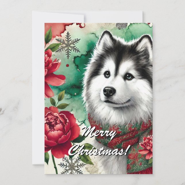 Husky jul Dreams Helgdag Säsong Card Julkort (Framsida)