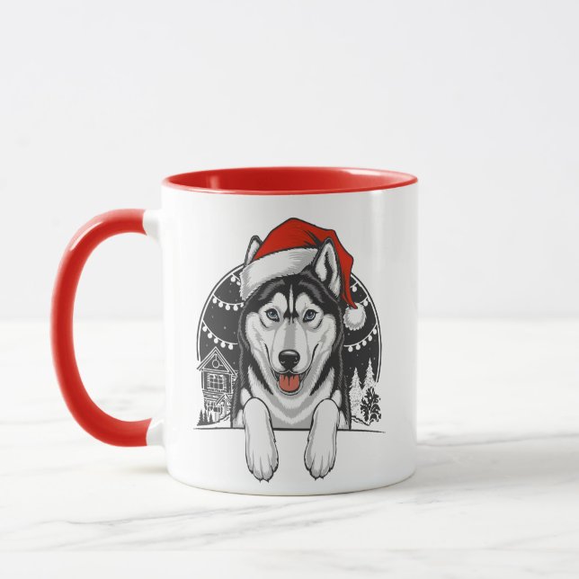 Husky jul – Festiv vinterhund Mugg (Vänster)