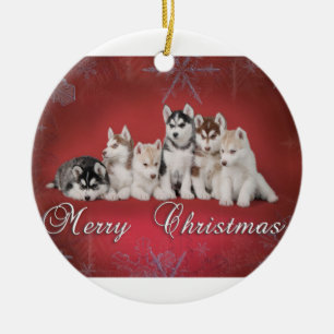 Husky jul julgransprydnad keramik