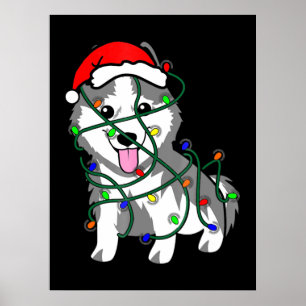 Husky jul Ljus Dekoration Funny Husky Poster