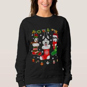 Husky jul Ljus Funny Julafton Family Hund T Shirt