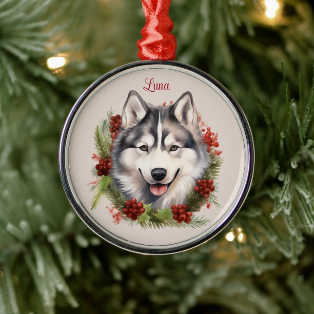 Husky jul Pet Memorial Hund aveln Julgransprydnad Metall (Träd)