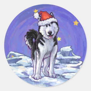 Husky-jul Runt Klistermärke