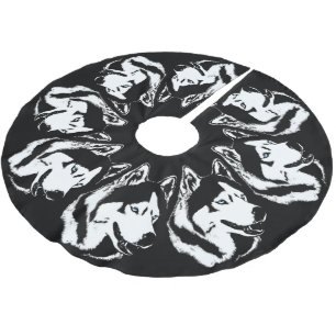 Husky Julgran Skirt Sled Hund Träd Skirts Julgransmatta Borstad Polyester