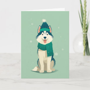 Husky Julhälsning Kort
