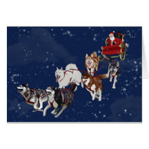 Husky julkort som drar Santas Sleigh