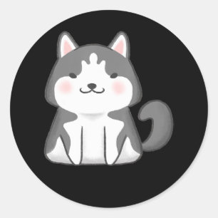 Husky Kawaii Siberian husky Hund Japanska djur Runt Klistermärke