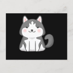 Husky   Kawaii Siberisk Husky Hund Japansk Anime Helg Vykort