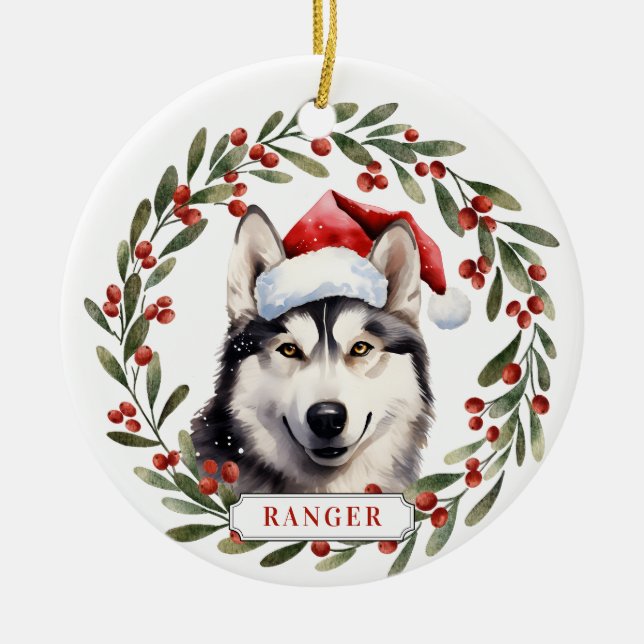 Husky Keramisk Cirkelsmycke Julgransprydnad Keramik (Framsidan)