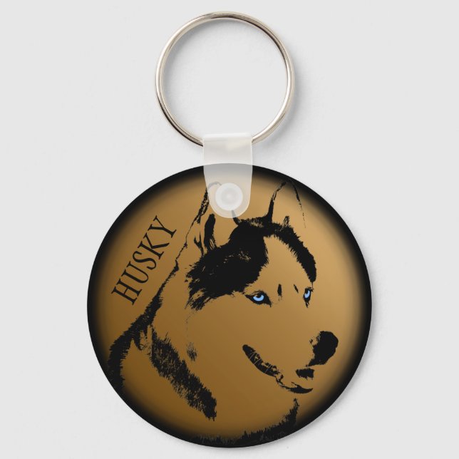 Husky Keychain Husky Malamute Hund Keychain Anpass Nyckelring (Framsida)