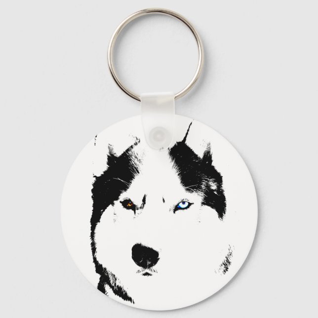 Husky Keychain Husky Malamute Hund Keychain Anpass Nyckelring (Framsida)