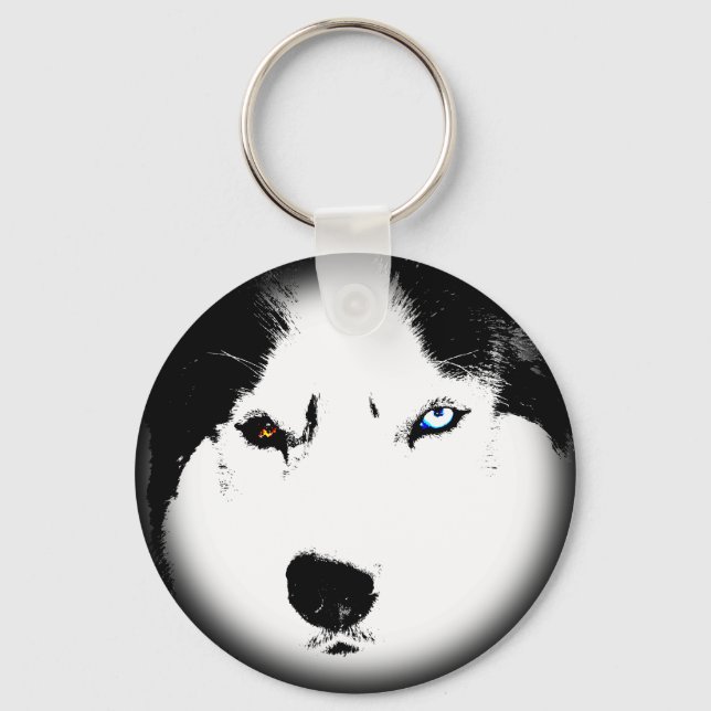 Husky Keychain Husky Malamute Hund Keychain Anpass Nyckelring (Framsida)