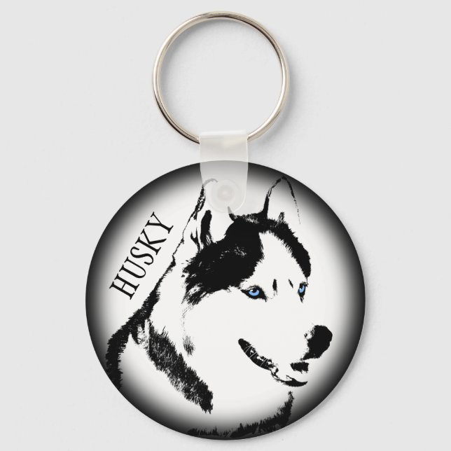 Husky Keychain Husky Malamute Hund Keychain Anpass Nyckelring (Framsida)
