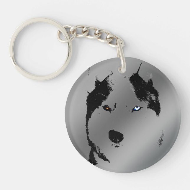 Husky Keychain Husky Malamute Keychain Anpassa (Framsidan)