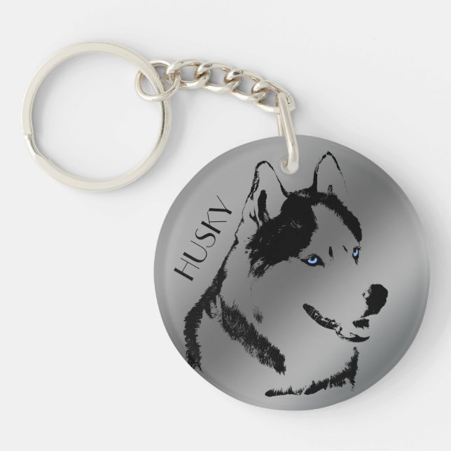 Husky Keychain Husky Malamute Keychain Anpassa (Framsidan)