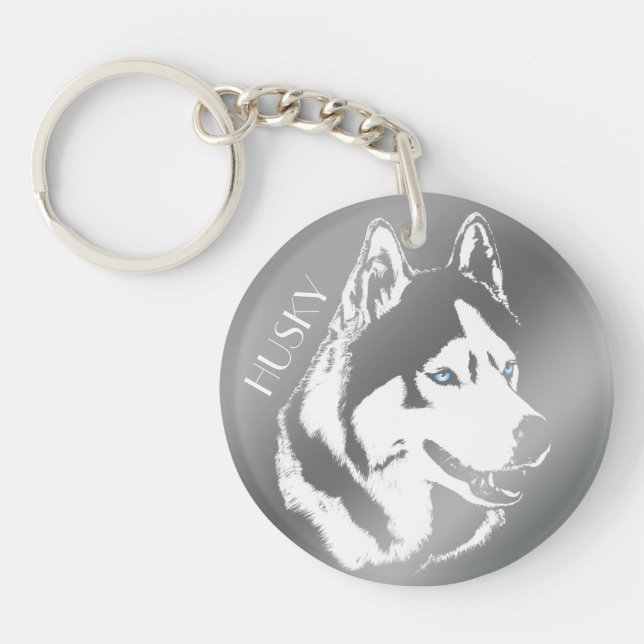 Husky Keychain Husky Malamute Keychain Anpassa (Framsidan)