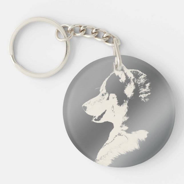 Husky Keychain Husky Malamute Keychain Anpassa (Framsidan)